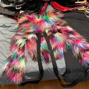 Current Mood Multicolor Fur Jacket w Bondage Straps